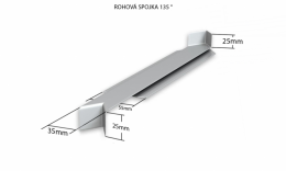 Vonkajšie hliníkové ťahané parapety nos 25 mm - Hliníková R - spojka 135° (k vonkajším ťahaným parapetom) NOS 25 mm