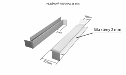 Vonkajšie hliníkové ťahané parapety nos 25 mm - Hliníková H - spojka (k vonkajším ťahaným parapetom) NOS 25 mm