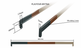 Vnútorné plastové parapety renolitová folie - Plastová krytka obojstranná bočná 600 mm (k RENOLYTOVÝM parapetom)