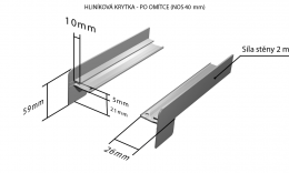 Vonkajšie hliníkové ťahané parapety nos 40 mm - Hliníkové krytky po omietke (pre obe strany) NOS 40 mm