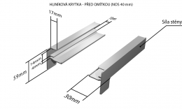 Vonkajšie hliníkové ťahané parapety nos 40 mm - Hliníkové krytky pred omietkou (pre obe strany) NOS 40 mm