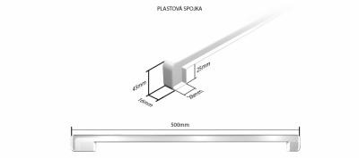 Plastová H - spojka 600 mm (k drevotrieskovým parapetom)