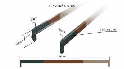 Plastová krytka obojstranná bočná 600 mm (k plastovým parapetom STANDARD)