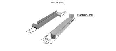 Hliníková R - spojka 90° (k vonkajším ťahaným parapetom) NOS 25 mm